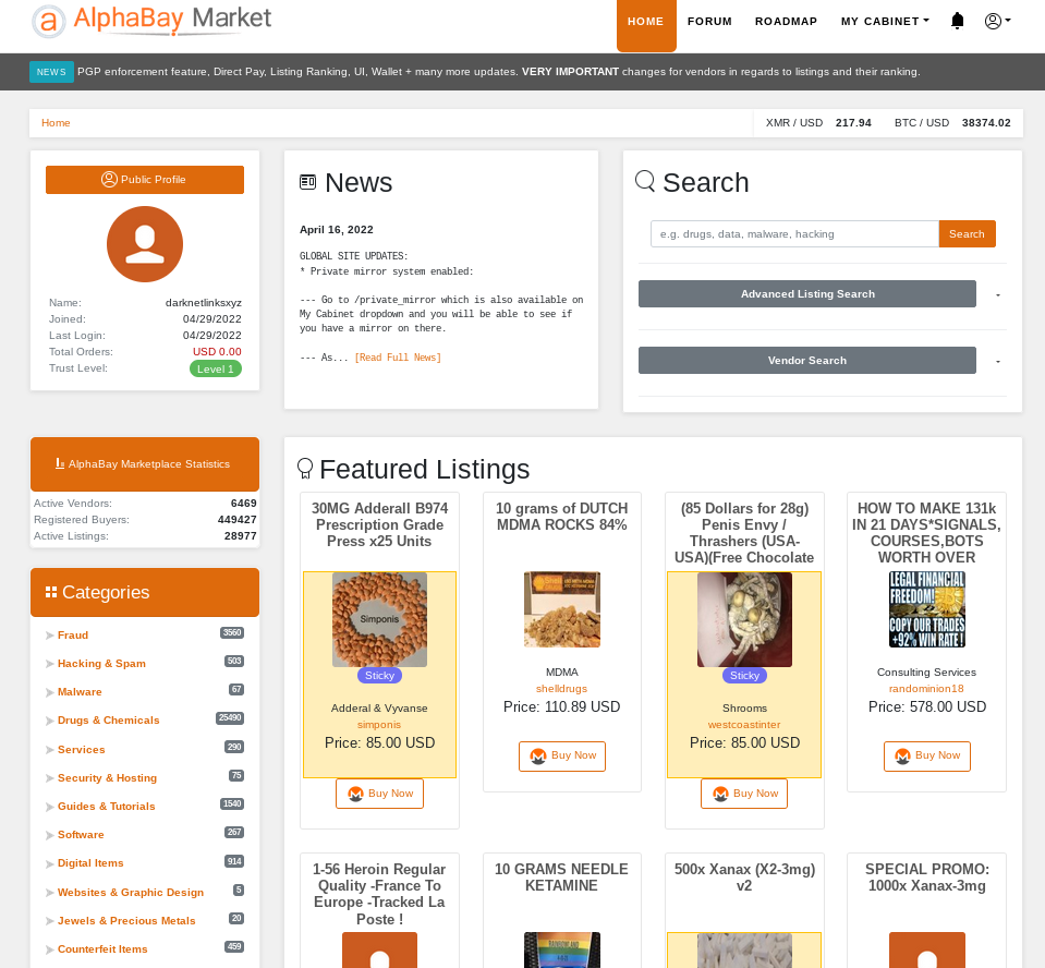 Alphabay Market Screenshot
